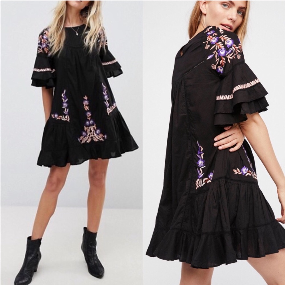 Free People embroidered floral mini dress NWT